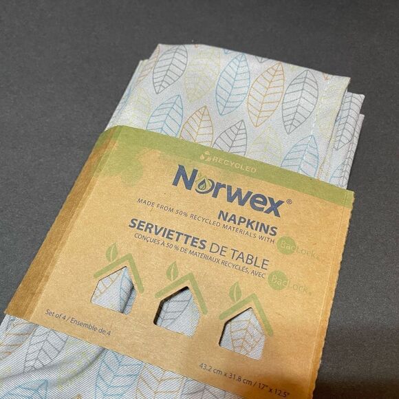 Norwex Napkins Set of 4 Leaves Design NWT - Picture 2 of 11